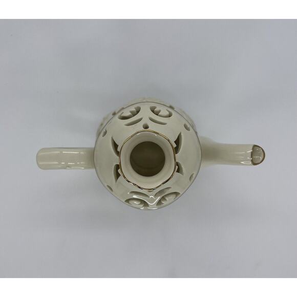 Partylite Holiday Christmas Porcelain Teapot Holly Leaf - Picture 3 of 5